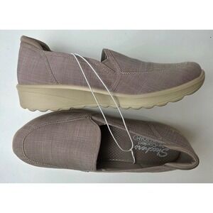 Skechers Women Lovely Vibe Slip On Taupe Air Cooled Memory Foam Size 9